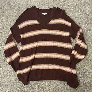 XS American Eagle sweater (kind of oversized) maroon with peach stripes